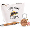 Coffret Cadeau Les trains miniatures c'est la vie – Trousse, stylo bambou et porte-clés