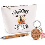 Coffret Cadeau L'haltérophilie c'est la vie – Trousse, stylo bambou et porte-clés