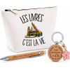 Coffret Cadeau Les livres c'est la vie – Trousse, stylo bambou et porte-clés