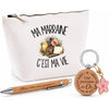 Coffret Cadeau Ma marraine c'est ma vie – Trousse, stylo bambou et porte-clés