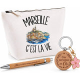 Coffret Cadeau Marseille c'est la vie – Trousse, stylo bambou et porte-clés