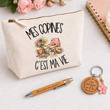 Coffret Cadeau Mes copines c'est ma vie – Trousse, stylo bambou et porte-clés