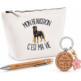 Coffret Cadeau Mon Beauceron c'est ma vie – Trousse, stylo bambou et porte-clés