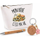 Coffret Cadeau Mon bébé c'est ma vie – Trousse, stylo bambou et porte-clés