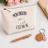 Coffret Cadeau Mon Bichon c'est ma vie – Trousse, stylo bambou et porte-clés