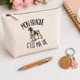 Coffret Cadeau Mon Braque c'est ma vie – Trousse, stylo bambou et porte-clés