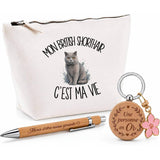 Coffret Cadeau Mon British Shorthair c'est ma vie – Trousse, stylo bambou et porte-clés