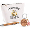 Coffret Cadeau Mon Bulldog Anglais c'est ma vie – Trousse, stylo bambou et porte-clés