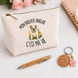 Coffret Cadeau Mon Bulldog Anglais c'est ma vie – Trousse, stylo bambou et porte-clés