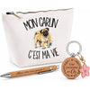 Coffret Cadeau Mon Carlin c'est ma vie – Trousse, stylo bambou et porte-clés