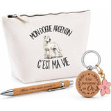 Coffret Cadeau Mon Dogue Argentin c'est ma vie – Trousse, stylo bambou et porte-clés