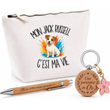 Coffret Cadeau Mon Jack Russell c'est ma vie – Trousse, stylo bambou et porte-clés