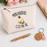 Coffret Cadeau Mon Ragdoll c'est ma vie – Trousse, stylo bambou et porte-clés