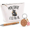 Coffret Cadeau Mon Staffie c'est ma vie – Trousse, stylo bambou et porte-clés