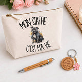 Coffret Cadeau Mon Staffie c'est ma vie – Trousse, stylo bambou et porte-clés