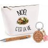 Coffret Cadeau Noël c'est la vie – Trousse, stylo bambou et porte-clés