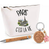 Coffret Cadeau Paris c'est la vie – Trousse, stylo bambou et porte-clés