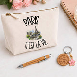 Coffret Cadeau Paris c'est la vie – Trousse, stylo bambou et porte-clés
