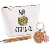 Coffret Cadeau Albi c’est la vie – Trousse, stylo bambou et porte-clés