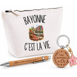 Coffret Cadeau Bayonne c’est la vie – Trousse, stylo bambou et porte-clés