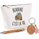 Coffret Cadeau Beauvais c’est la vie – Trousse, stylo bambou et porte-clés