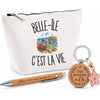 Coffret Cadeau Belle-Île c’est la vie – Trousse, stylo bambou et porte-clés