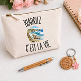 Coffret Cadeau Biarritz c’est la vie – Trousse, stylo bambou et porte-clés