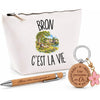 Coffret Cadeau Bron c’est la vie – Trousse, stylo bambou et porte-clés