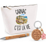 Coffret Cadeau Carnac c’est la vie – Trousse, stylo bambou et porte-clés