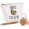 Coffret Cadeau Chelles c’est la vie – Trousse, stylo bambou et porte-clés