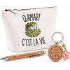 Coffret Cadeau Clamart c’est la vie – Trousse, stylo bambou et porte-clés