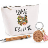 Coffret Cadeau Colmar c’est la vie – Trousse, stylo bambou et porte-clés