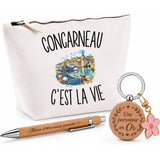 Coffret Cadeau Concarneau c’est la vie – Trousse, stylo bambou et porte-clés
