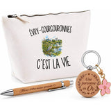 Coffret Cadeau Évry-Courcouronnes c’est la vie – Trousse, stylo bambou et porte-clés