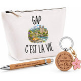 Coffret Cadeau Gap c’est la vie – Trousse, stylo bambou et porte-clés