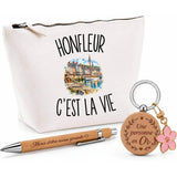 Coffret Cadeau Honfleur c’est la vie – Trousse, stylo bambou et porte-clés