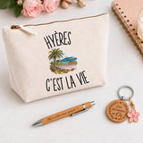 Coffret Cadeau Hyères c’est la vie – Trousse, stylo bambou et porte-clés