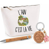Coffret Cadeau L’Ain c’est la vie – Trousse, stylo bambou et porte-clés