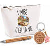 Coffret Cadeau L’Aube c’est la vie – Trousse, stylo bambou et porte-clés