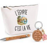 Coffret Cadeau L’Égypte c’est la vie – Trousse, stylo bambou et porte-clés