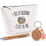 Coffret Cadeau L’Île d’Oléron c’est la vie – Trousse, stylo bambou et porte-clés