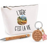 Coffret Cadeau L’Isère c’est la vie – Trousse, stylo bambou et porte-clés