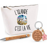 Coffret Cadeau L’Islande c’est la vie – Trousse, stylo bambou et porte-clés