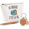 Coffret Cadeau La Croatie c’est la vie – Trousse, stylo bambou et porte-clés
