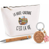 Coffret Cadeau La Haute-Garonne c’est la vie – Trousse, stylo bambou et porte-clés