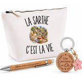 Coffret Cadeau La Sarthe c’est la vie – Trousse, stylo bambou et porte-clés