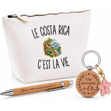 Coffret Cadeau Le Costa Rica c’est la vie – Trousse, stylo bambou et porte-clés