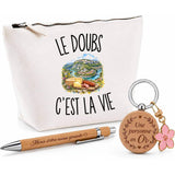 Coffret Cadeau Le Doubs c’est la vie – Trousse, stylo bambou et porte-clés