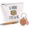 Coffret Cadeau Le Rhône c’est la vie – Trousse, stylo bambou et porte-clés