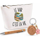 Coffret Cadeau Le Var c’est la vie – Trousse, stylo bambou et porte-clés
